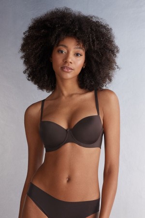 Beige Brown Intimissimi Sofia Natural Lift Balconette Ultralight Microfiber Women Bra | 6810FKVXR