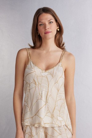 Beige Intimissimi Golden Hour Satin Camisole Women Tank Top | 8179GWERY