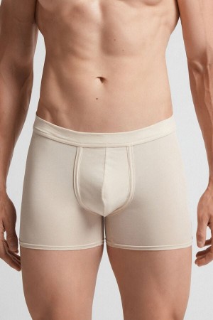 Beige Intimissimi Natural Fresh Cotton Men Boxer | 7081KHZOQ