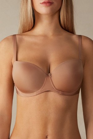 Beige Intimissimi Sofia Natural Lift Balconette Ultralight Microfiber Women Bra | 8164DFSHZ