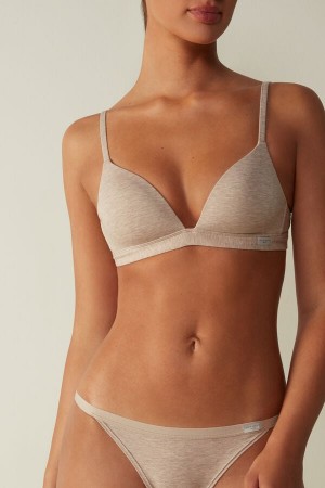 Beige Intimissimi Tiziana Triangle Cotton Women Bra | 3276DHVQW