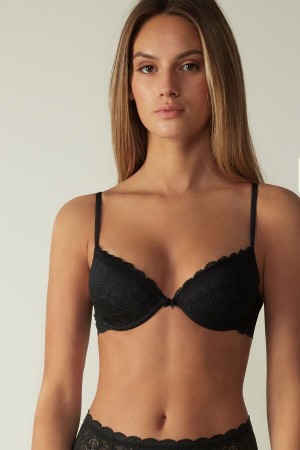 Black Intimissimi Bellissima Push-Up Lace Women Bra | 8247VJPEL