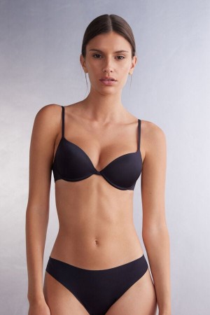 Black Intimissimi Bellissima Push-Up Ultralight Microfiber Women Bra | 4350KMJCT