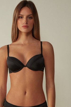 Black Intimissimi Bellissima Silk Push-Up Women Bra | 9501AUNYZ