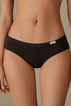 Black Intimissimi Cozy Cotton Women Panties | 7342ILMDF