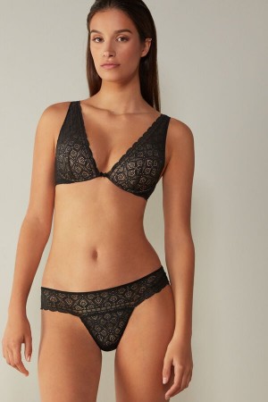 Black Intimissimi Elena Balconette Lace Women Bra | 6325SZGLD