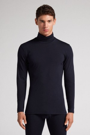 Black Intimissimi High-Neck Merino-Wool Men Long Sleeve | 4239VIUZK