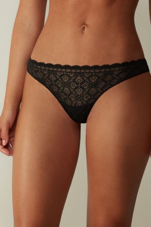 Black Intimissimi Lace And Microfiberzilian Women Briefs | 2463NACRD