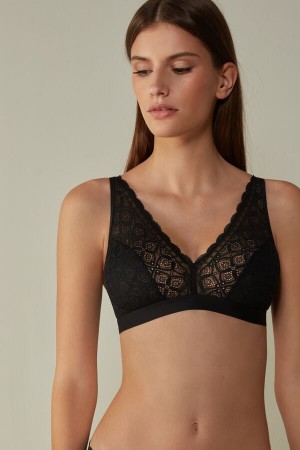 Black Intimissimi Lara Triangle Lace Women Bra | 8156PUEOF