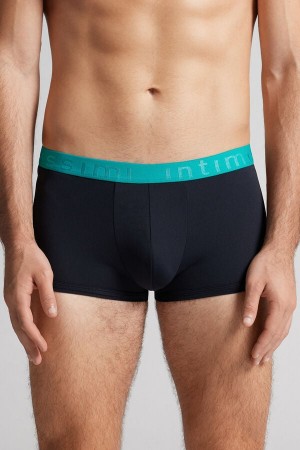 Black Intimissimi Microfiber Logo Men Shorts | 5894OLKHS