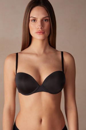 Black Intimissimi Multi-Functional Anna Balconette Ultralight Microfiber Women Bra | 9403PHZIO