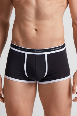 Black Intimissimi Natural Fresh Cotton Men Boxer | 9536JXMLC