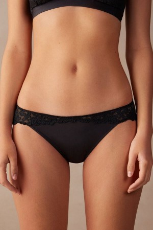 Black Intimissimi Pretty Flowers Women Panties | 7628CPBGU