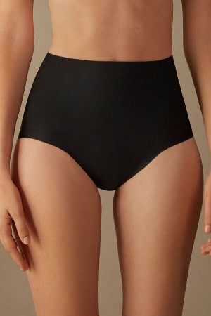 Black Intimissimi Raw-Cut Microfiber Women Briefs | 7549BPMIX