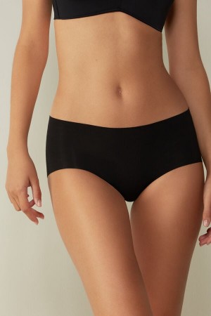 Black Intimissimi Seamless Cotton Hipster Women Briefs | 2041IJRWV