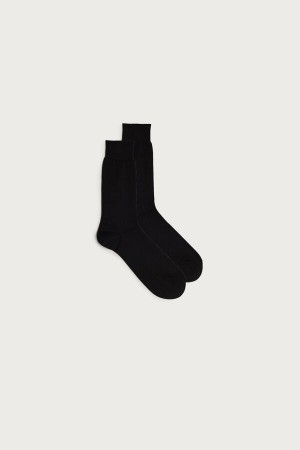 Black Intimissimi Short Chashmere-Silk-Cotton Men Socks | 0749WHPLD