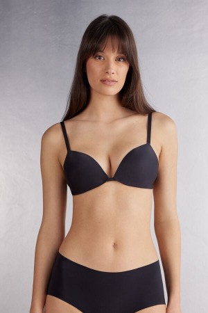 Black Intimissimi Silvia Push-Up Ultralight Microfiber Women Bra | 9215YDFVP