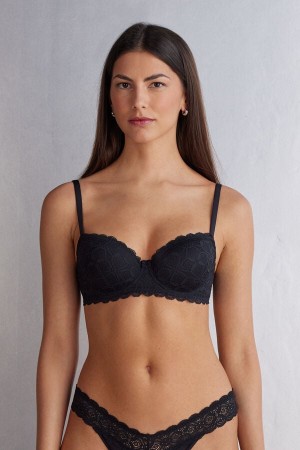 Black Intimissimi Sofia Balconette Lace Women Bra | 6397LHXTM