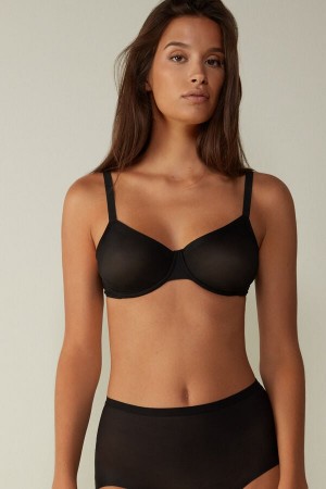 Black Intimissimi Sveva Invisible Touch Balconette Women Bra | 2189IPBUS