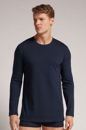 Black Intimissimi Top In Warm Cotton Men Long Sleeve | 2479CETSV