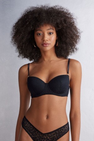 Black Intimissimi Your Wild Side Sofia Balconette Women Bra | 3487EMYZW