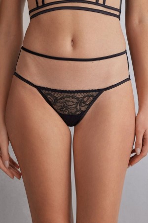 Black / Beige Intimissimi Luxury Moments Hipsterzilian Women Briefs | 7850PRQGX