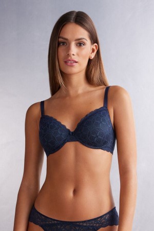 Blue Intimissimi Francesca Balconette Lace Women Bra | 7560BYDLJ