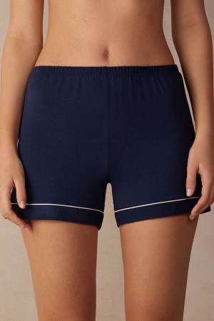 Blue Intimissimi Modal With Contrast Trim Women Shorts | 4298AXLDZ