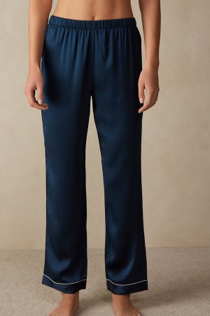 Blue Intimissimi Silk Satin Women Pants | 8124HESTK