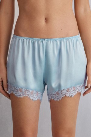 Blue Intimissimi The Most Romantic Season Silk Women Shorts | 1320QZVOJ