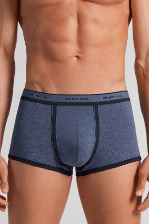 Blue / Blue Intimissimi Superior Cotton With Logo Men Boxer | 7945BDCAZ