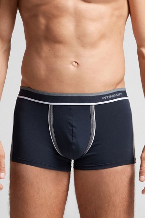 Blue / Deep Grey Intimissimi Two-Tone Superior Cotton Men Boxer | 9308EMWUR