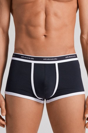 Blue / White Intimissimi Superior Cotton With Logo Men Boxer | 0158EXSAM