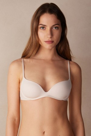 Cream Pink Intimissimi Gioia Push-Up Ultralight Microfiber Women Bra | 3782IWRUM