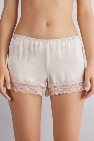 Cream Pink Intimissimi Silk Women Shorts | 9507WCVHS