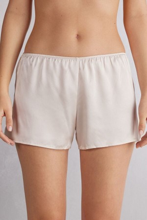 Cream Pink Intimissimi Smooth Silk-Satin Women Shorts | 3259BPDQJ