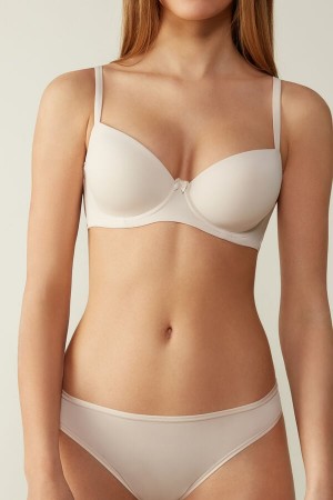 Cream Pink Intimissimi Sofia Microfiber Padded Balconette Women Bra | 5648KCETY