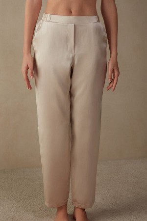 Cream Pink Intimissimi Straight Silk Women Pants | 4753LVPHN