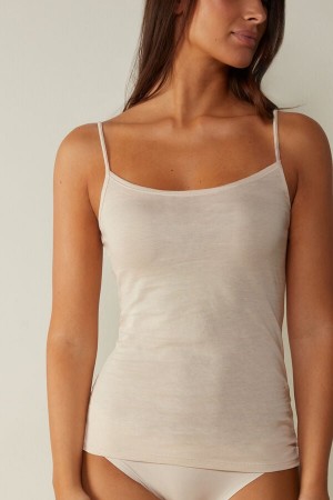 Cream Pink Intimissimi Ultrafresh Cotton Camisole Women Tank Top | 3648BNOER