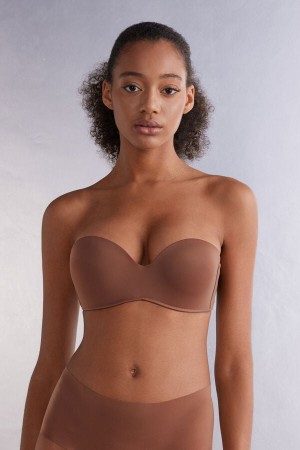 Dark Beige Intimissimi Gioia Bandeau Women Bra | 6473CQUFG