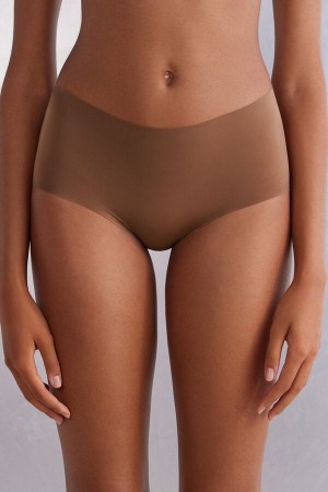 Dark Beige Intimissimi Seamless Microfiber Hipster Women Briefs | 6431FOWSL