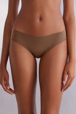 Dark Beige Intimissimi Seamless Microfiber Women Panties | 4526RJUGP