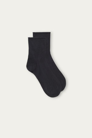 Dark Grey Intimissimi Superior Cotton Ankle Men Socks | 0365VBDFM