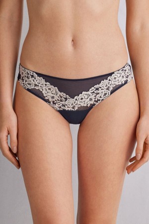 Deep Blue / Light Yellow Intimissimi Pretty Flowerszilian Women Briefs | 2153CAZGJ