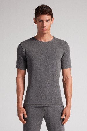 Deep Grey Intimissimi Short-Sleeve Modal-Cashmere Men T-Shirt | 4150QUZSM