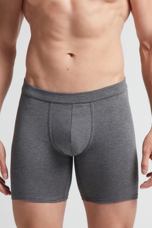 Deep Grey Intimissimi Superior Cotton Long Men Boxer | 2437IFRNE