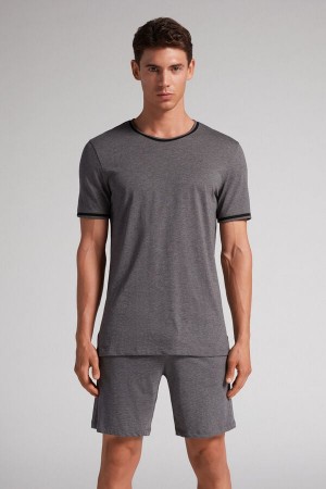 Deep Grey Intimissimi Superior Cotton Short Men Pajamas | 6195MSXJI