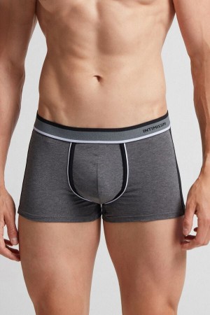 Deep Grey / Black Intimissimi Two-Tone Superior Cotton Men Boxer | 5603ATCDB