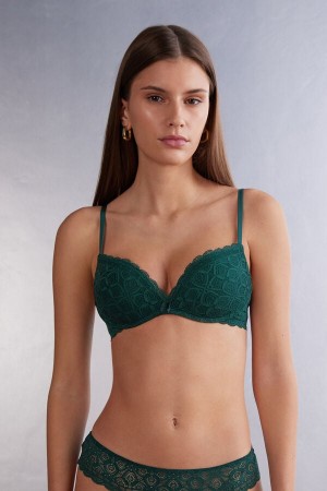 Green Intimissimi Gioia Super Push-Up Lace Women Bra | 6128BDNGE