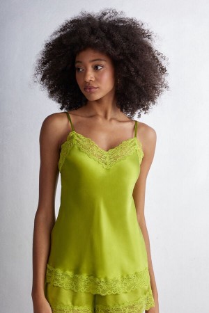 Green Intimissimi Lace And Silk Women Tank Top | 1503WGVUD